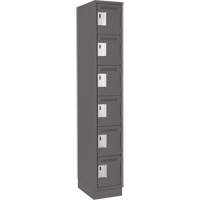 Clean Line Lockerette, 6 -tier, 12" x 18" x 76", Steel, Charcoal, Rivet (Assembled) Distribution Jean Lapalme