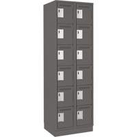 Clean Line Lockerette, 6 -tier, Bank of 2, 24" x 18" x 76", Steel, Charcoal, Rivet (Assembled) Distribution Jean Lapalme