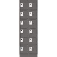 Clean Line Lockerette, 6 -tier, Bank of 2, 24" x 18" x 76", Steel, Charcoal, Rivet (Assembled) Distribution Jean Lapalme
