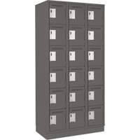 Clean Line Lockerette, 6 -tier, Bank of 3, 36" x 18" x 76", Steel, Charcoal, Rivet (Assembled) Distribution Jean Lapalme