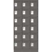 Clean Line Lockerette, 6 -tier, Bank of 3, 36" x 18" x 76", Steel, Charcoal, Rivet (Assembled) Distribution Jean Lapalme
