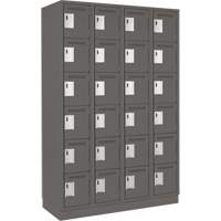 Clean Line Lockerette, 6 -tier, Bank of 4, 48" x 18" x 76", Steel, Charcoal, Rivet (Assembled) Distribution Jean Lapalme