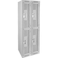 Casiers Clean Line, 2 niveaux, Bloc de 2, 24" x 12" x 72", Acier, Gris, Rivet (assembl&eacute;), Perfor&eacute; Distribution Jean Lapalme