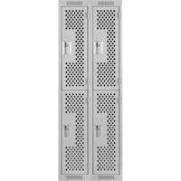 Casiers Clean Line, 2 niveaux, Bloc de 2, 24" x 12" x 72", Acier, Gris, Rivet (assembl&eacute;), Perfor&eacute; Distribution Jean Lapalme
