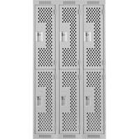 Clean Line Lockers, 2 -tier, Bank of 3, 36" x 12" x 72", Steel, Grey, Rivet (Assembled), Perforated Distribution Jean Lapalme