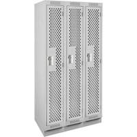 Clean Line Lockers, Bank of 3, 36" x 18" x 76", Steel, Grey, Rivet (Assembled), Perforated Distribution Jean Lapalme