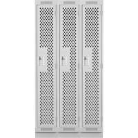Clean Line Lockers, Bank of 3, 36" x 18" x 76", Steel, Grey, Rivet (Assembled), Perforated Distribution Jean Lapalme