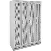 Clean Line Lockers, Bank of 4, 48" x 18" x 76", Steel, Grey, Rivet (Assembled), Perforated Distribution Jean Lapalme