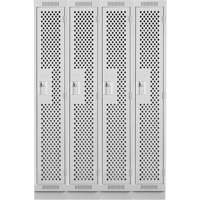 Clean Line Lockers, Bank of 4, 48" x 18" x 76", Steel, Grey, Rivet (Assembled), Perforated Distribution Jean Lapalme
