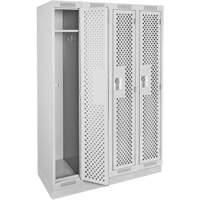 Clean Line Lockers, Bank of 4, 48" x 18" x 76", Steel, Grey, Rivet (Assembled), Perforated Distribution Jean Lapalme