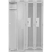 Clean Line Lockers, Bank of 4, 48" x 18" x 76", Steel, Grey, Rivet (Assembled), Perforated Distribution Jean Lapalme
