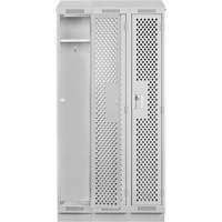 Clean Line Lockers, Bank of 3, 36" x 15" x 82", Steel, Grey, Rivet (Assembled), Perforated Distribution Jean Lapalme