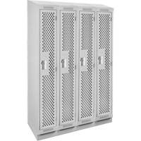 Clean Line Lockers, Bank of 4, 48" x 15" x 82", Steel, Grey, Rivet (Assembled), Perforated Distribution Jean Lapalme