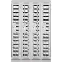 Clean Line Lockers, Bank of 4, 48" x 15" x 82", Steel, Grey, Rivet (Assembled), Perforated Distribution Jean Lapalme
