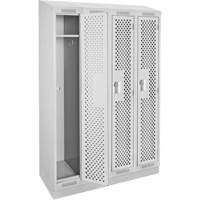 Clean Line Lockers, Bank of 4, 48" x 15" x 82", Steel, Grey, Rivet (Assembled), Perforated Distribution Jean Lapalme