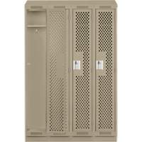 Clean Line Lockers, Bank of 4, 48" x 15" x 82", Steel, Grey, Rivet (Assembled), Perforated Distribution Jean Lapalme