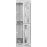 Clean Line Lockers, 2 -tier, Bank of 2, 24" x 18" x 82", Steel, Grey, Rivet (Assembled), Perforated Distribution Jean Lapalme