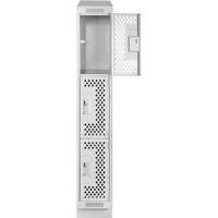 Clean Line Lockers, 3 -tier, 12" x 18" x 82", Steel, Grey, Rivet (Assembled), Perforated Distribution Jean Lapalme