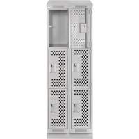 Clean Line Lockers, 3 -tier, Bank of 2, 24" x 18" x 82", Steel, Grey, Rivet (Assembled), Perforated Distribution Jean Lapalme