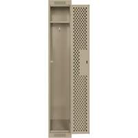Clean Line Lockers, 12" x 15" x 72", Steel, Beige, Rivet (Assembled), Perforated Distribution Jean Lapalme