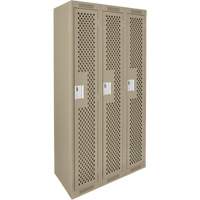 Clean Line Lockers, Bank of 3, 36" x 15" x 72", Steel, Beige, Rivet (Assembled), Perforated Distribution Jean Lapalme