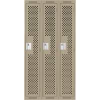 Clean Line Lockers, Bank of 3, 36" x 15" x 72", Steel, Beige, Rivet (Assembled), Perforated Distribution Jean Lapalme