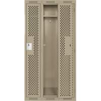 Clean Line Lockers, Bank of 3, 36" x 15" x 72", Steel, Beige, Rivet (Assembled), Perforated Distribution Jean Lapalme