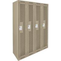 Clean Line Lockers, Bank of 4, 48" x 15" x 72", Steel, Beige, Rivet (Assembled), Perforated Distribution Jean Lapalme