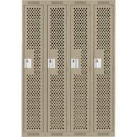 Clean Line Lockers, Bank of 4, 48" x 15" x 72", Steel, Beige, Rivet (Assembled), Perforated Distribution Jean Lapalme