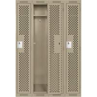 Clean Line Lockers, Bank of 4, 48" x 15" x 72", Steel, Beige, Rivet (Assembled), Perforated Distribution Jean Lapalme