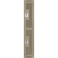 Clean Line Lockers, 2 -tier, 12" x 12" x 72", Steel, Beige, Rivet (Assembled), Perforated Distribution Jean Lapalme