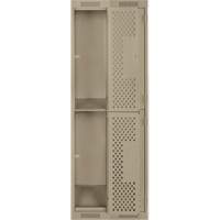 Clean Line Lockers, 2 -tier, Bank of 2, 24" x 12" x 72", Steel, Beige, Rivet (Assembled), Perforated Distribution Jean Lapalme