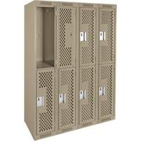 Clean Line Lockers, 2 -tier, Bank of 4, 48" x 12" x 72", Steel, Beige, Rivet (Assembled), Perforated Distribution Jean Lapalme