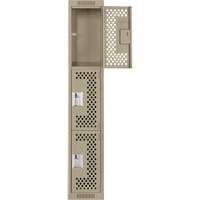 Clean Line Lockers, 3 -tier, 12" x 12" x 72", Steel, Beige, Rivet (Assembled), Perforated Distribution Jean Lapalme