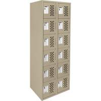 Clean-Line Perforated Lockerette, 6 -tier, Bank of 2, 15" x 72" x 12", Steel Distribution Jean Lapalme