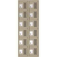 Clean-Line Perforated Lockerette, 6 -tier, Bank of 2, 15" x 72" x 12", Steel Distribution Jean Lapalme