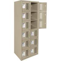 Clean-Line Perforated Lockerette, 6 -tier, Bank of 2, 15" x 72" x 12", Steel Distribution Jean Lapalme