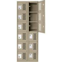 Clean-Line Perforated Lockerette, 6 -tier, Bank of 2, 15" x 72" x 12", Steel Distribution Jean Lapalme