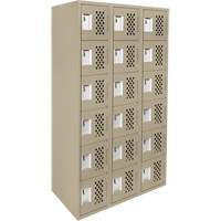 Clean-Line Perforated Lockerette, 6 -tier, Bank of 3, 15" x 72" x 12", Steel Distribution Jean Lapalme
