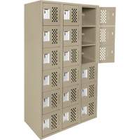 Clean-Line Perforated Lockerette, 6 -tier, Bank of 3, 15" x 72" x 12", Steel Distribution Jean Lapalme