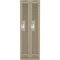 Clean Line Lockers, Bank of 2, 24" x 18" x 76", Steel, Beige, Rivet (Assembled), Perforated Distribution Jean Lapalme