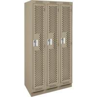 Clean Line Lockers, Bank of 3, 36" x 18" x 76", Steel, Beige, Rivet (Assembled), Perforated Distribution Jean Lapalme