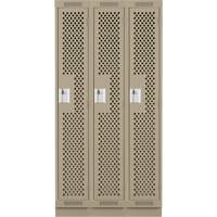 Clean Line Lockers, Bank of 3, 36" x 18" x 76", Steel, Beige, Rivet (Assembled), Perforated Distribution Jean Lapalme