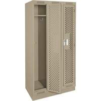 Clean Line Lockers, Bank of 3, 36" x 18" x 76", Steel, Beige, Rivet (Assembled), Perforated Distribution Jean Lapalme