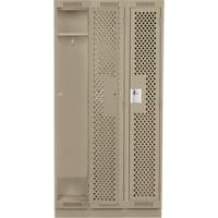 Clean Line Lockers, Bank of 3, 36" x 18" x 76", Steel, Beige, Rivet (Assembled), Perforated Distribution Jean Lapalme