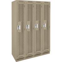 Clean Line Lockers, Bank of 4, 48" x 18" x 76", Steel, Beige, Rivet (Assembled), Perforated Distribution Jean Lapalme