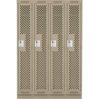 Clean Line Lockers, Bank of 4, 48" x 18" x 76", Steel, Beige, Rivet (Assembled), Perforated Distribution Jean Lapalme
