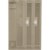 Clean Line Lockers, Bank of 4, 48" x 18" x 76", Steel, Beige, Rivet (Assembled), Perforated Distribution Jean Lapalme
