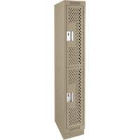 Clean Line Lockers, 2 -tier, 12" x 12" x 76", Steel, Beige, Rivet (Assembled), Perforated Distribution Jean Lapalme