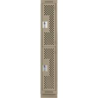 Clean Line Lockers, 2 -tier, 12" x 12" x 76", Steel, Beige, Rivet (Assembled), Perforated Distribution Jean Lapalme